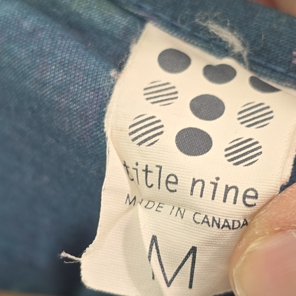 Title Nine Dress Women Medium Green Pink Mini Stretch Jersey Paisley Lettuce Hem - Picture 3 of 11